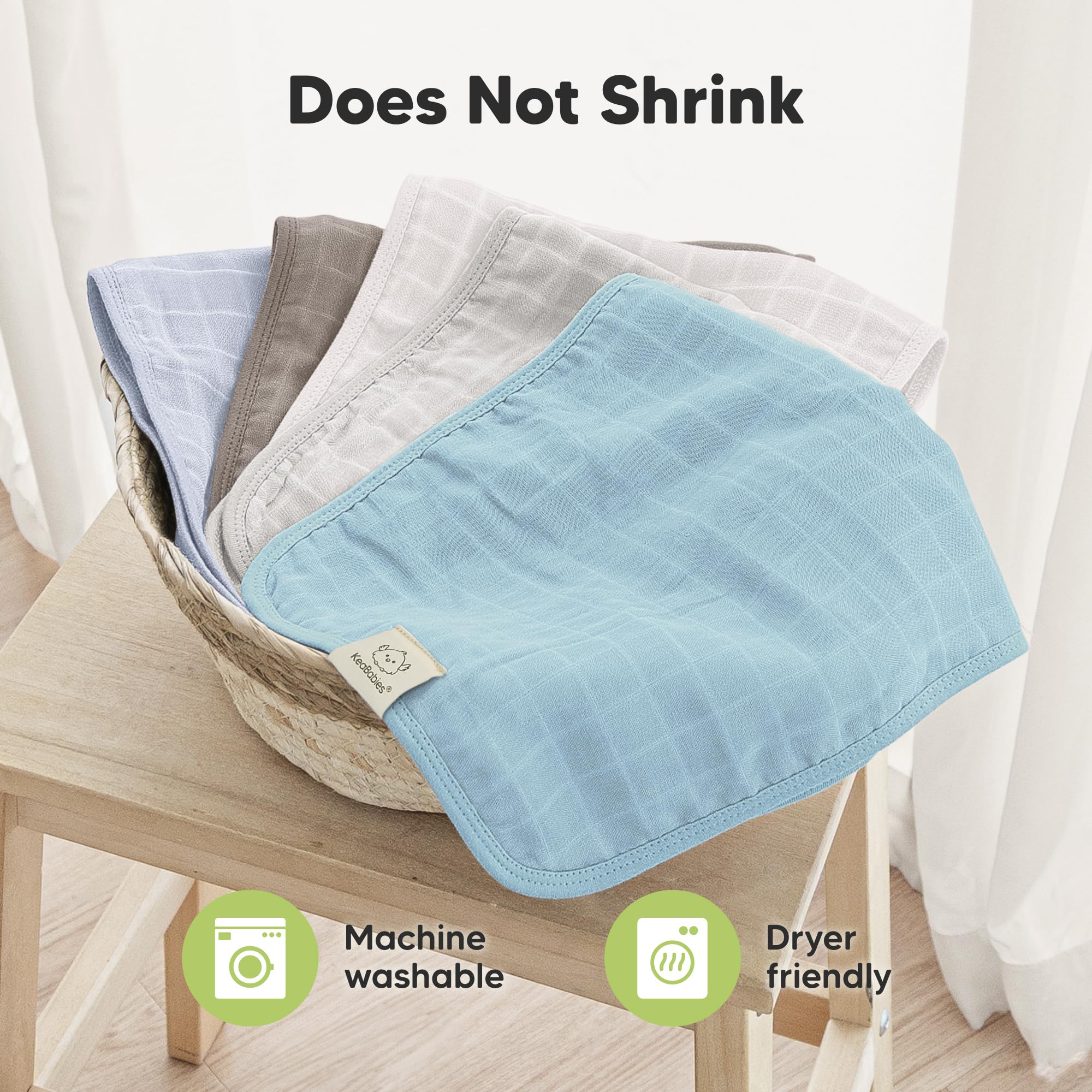 KeaBabies Lumi burp cloth packaging in sustainable gift box for gifting.