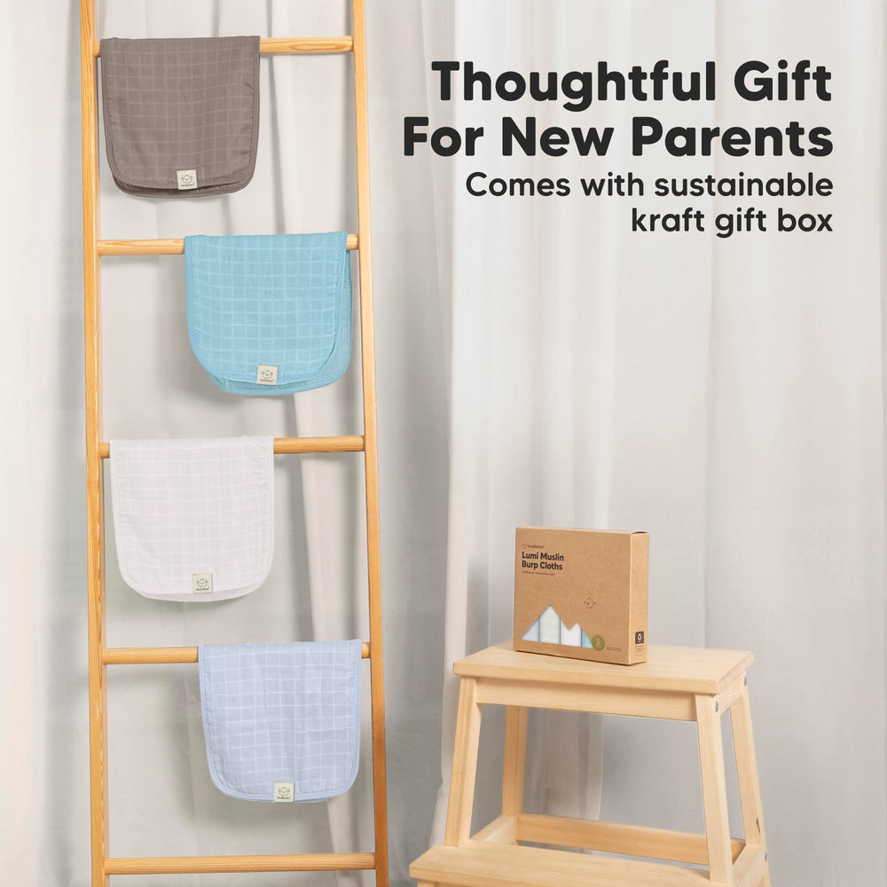 KeaBabies Lumi burp cloth stays wrinkle-free after washing for neatness.