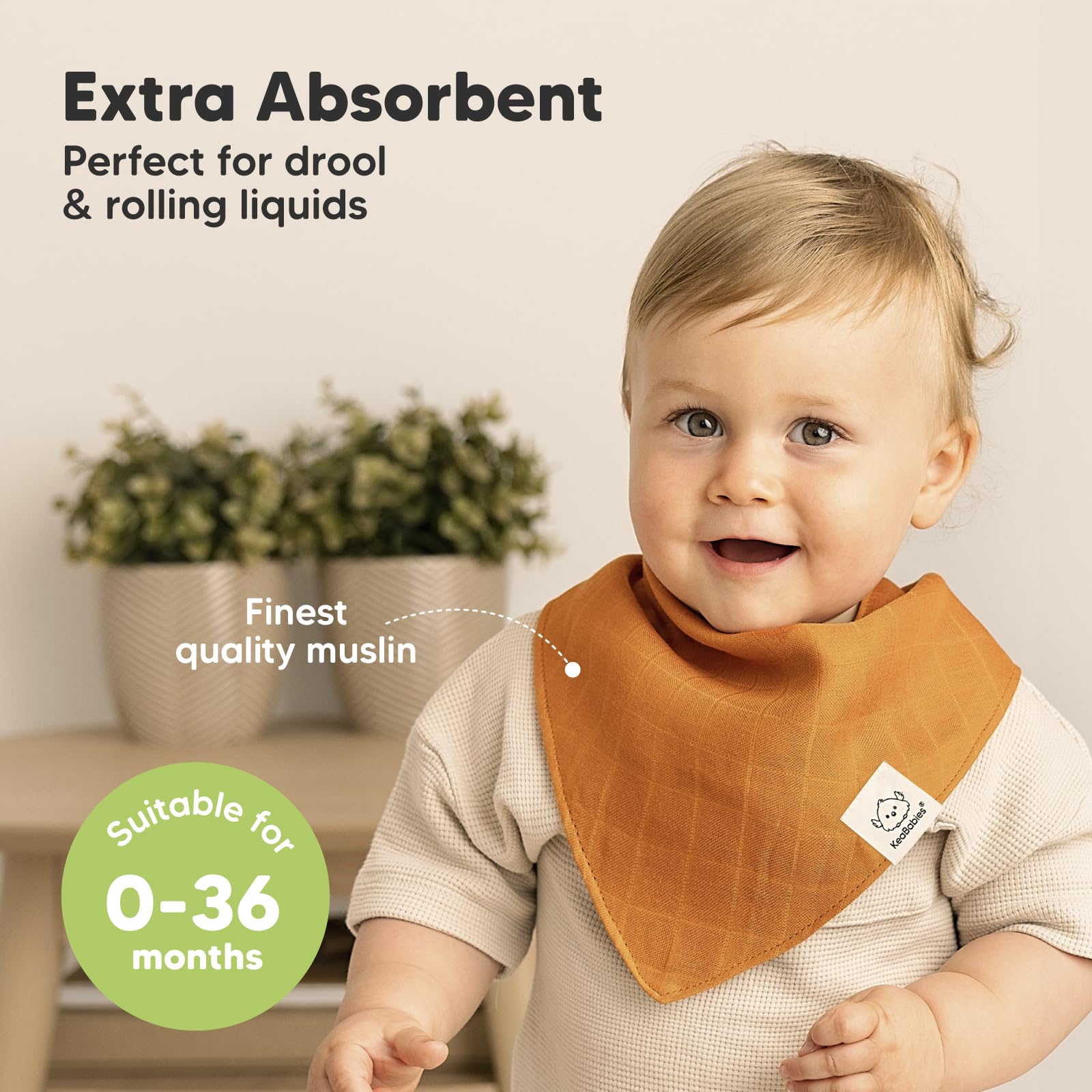 KeaBabies Lumi Muslin Bibs bamboo-cotton blend ready for quick-dry drool management