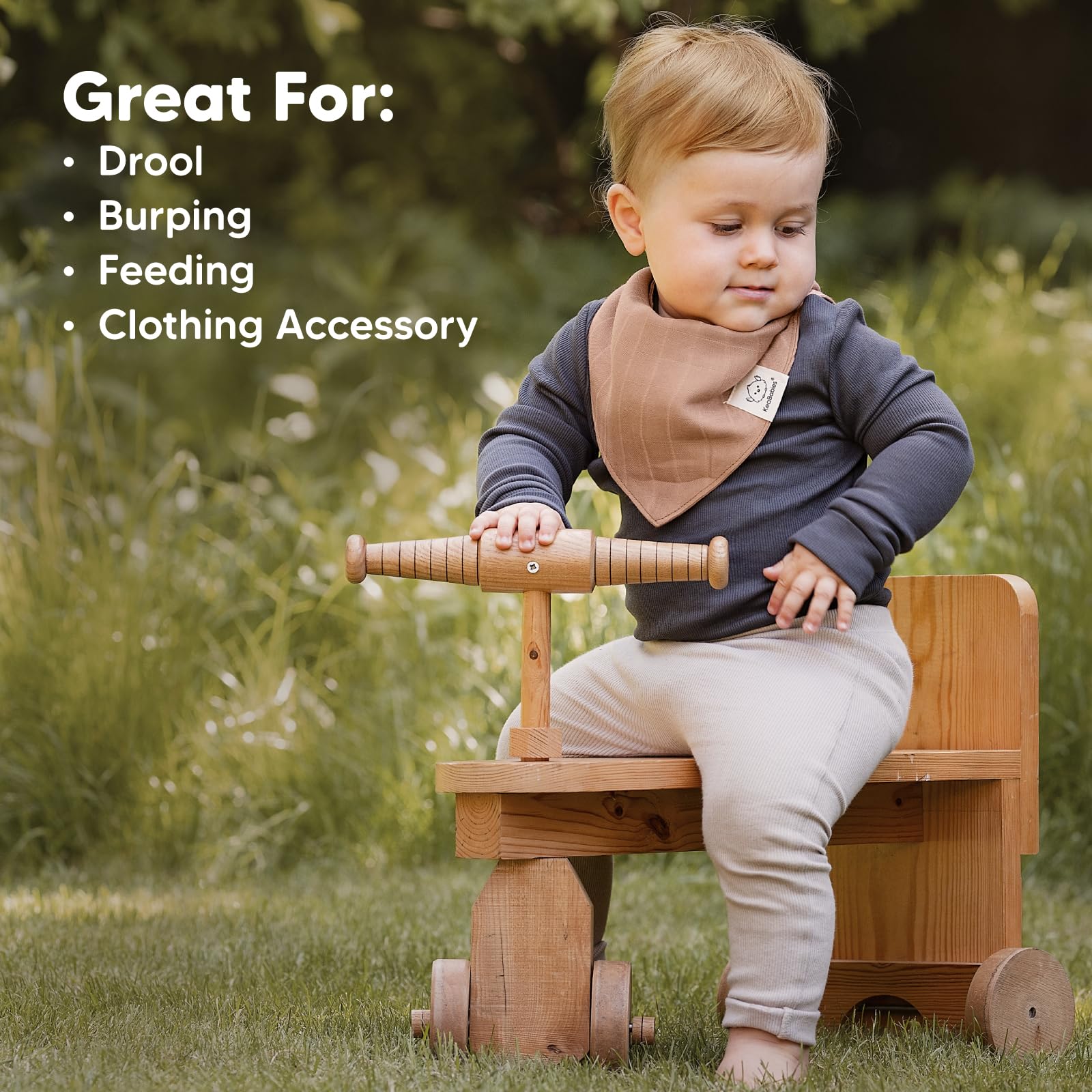 KeaBabies Lumi Muslin Bibs Spice color adds a stylish outfit coordinate