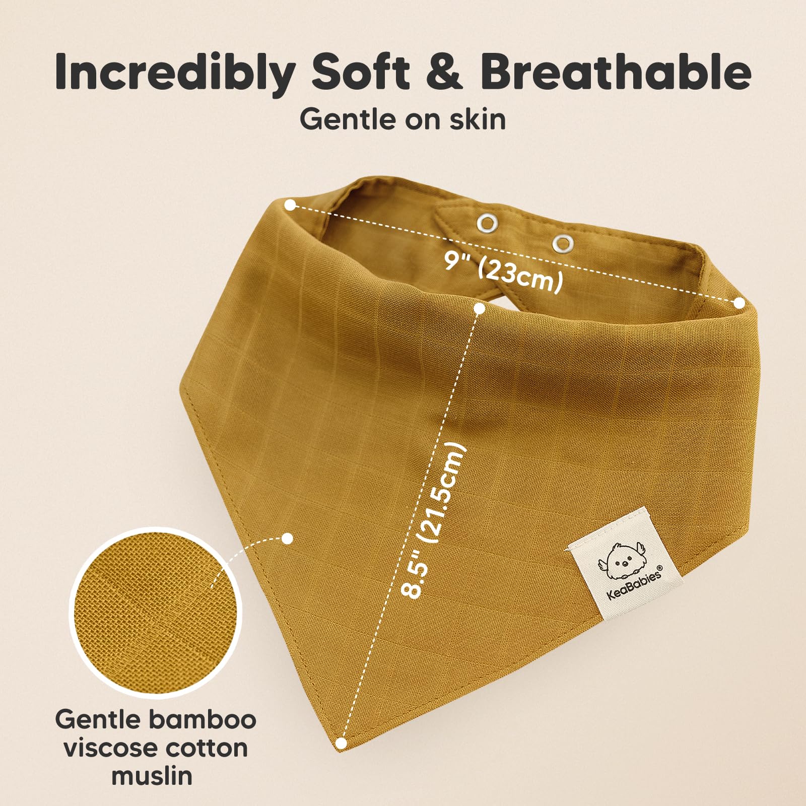 KeaBabies Lumi Muslin Bibs ultra-soft breathable fabric gentle on sensitive skin