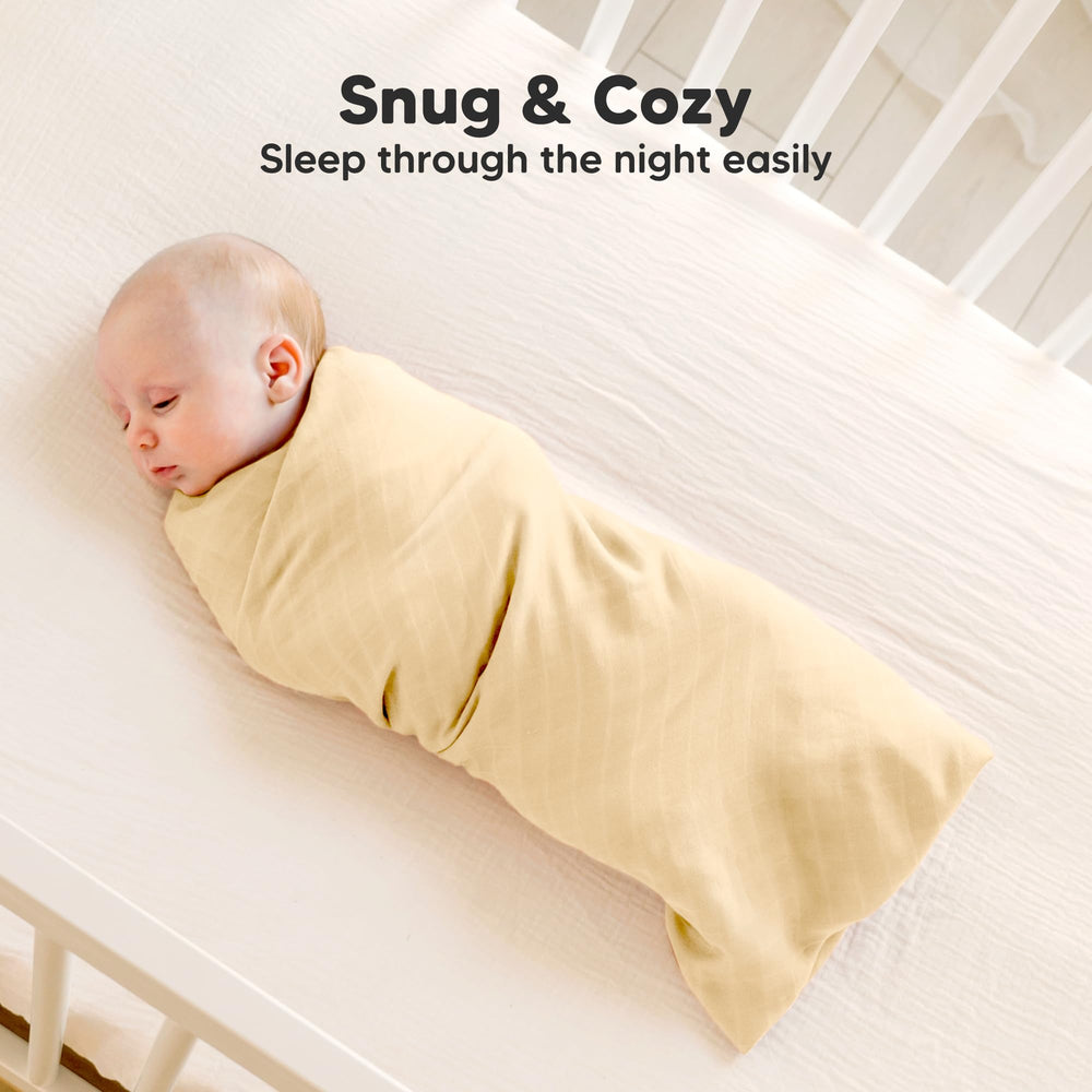 KeaBabies Lumi Muslin Swaddle 47x47 inches for growing with baby.