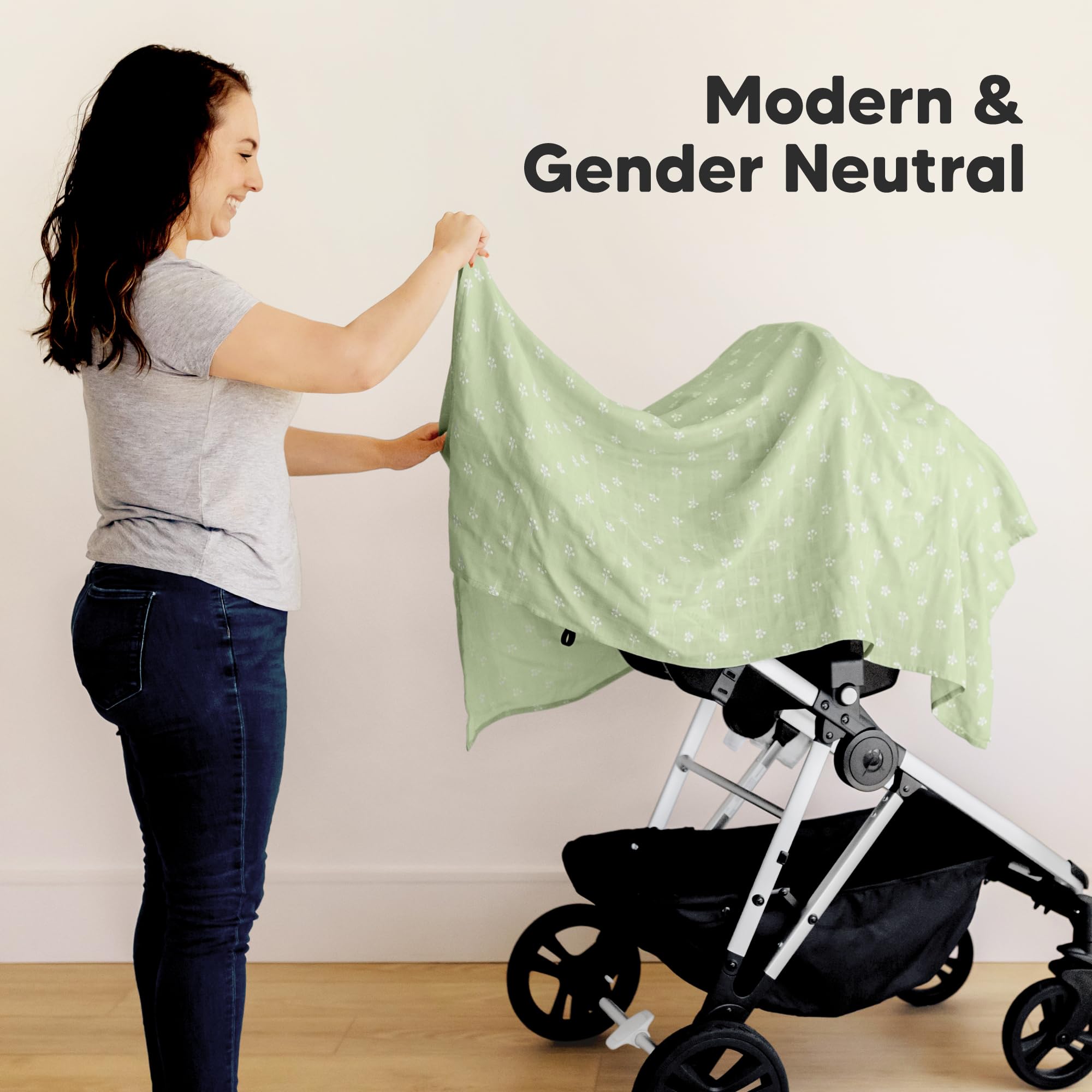 KeaBabies Lumi Muslin blankets in a neutral palette; unisex and versatile.