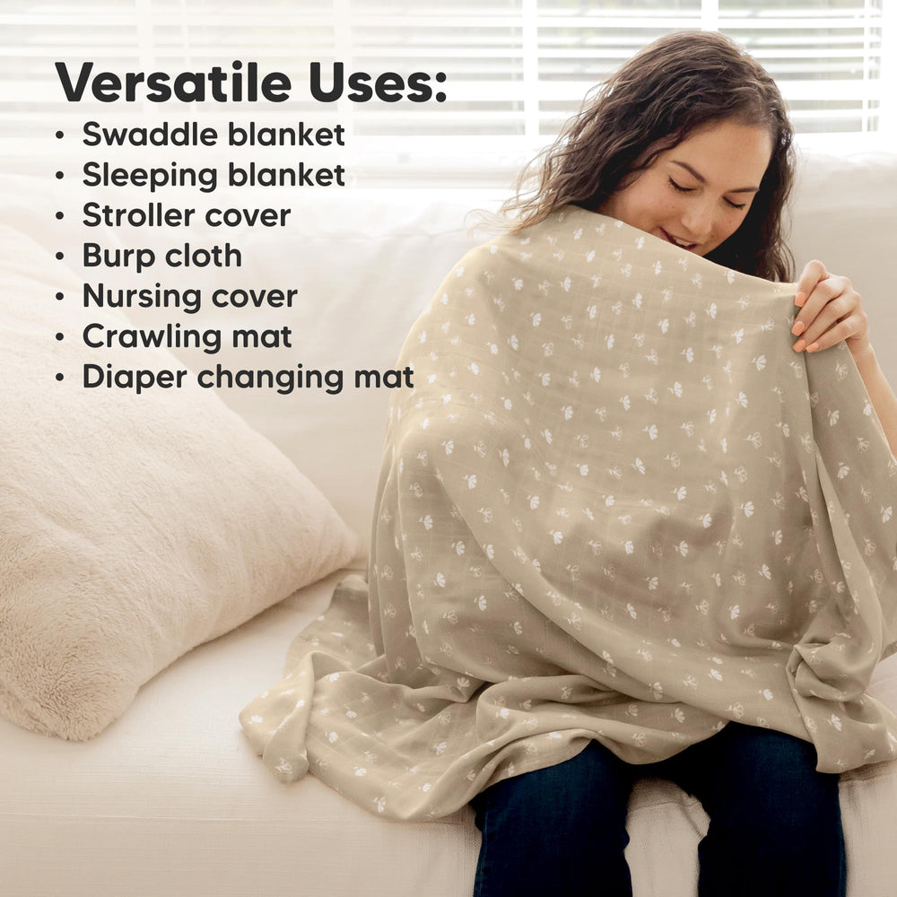KeaBabies Lumi Muslin blanket drapes softly; buttery-soft texture in motion.