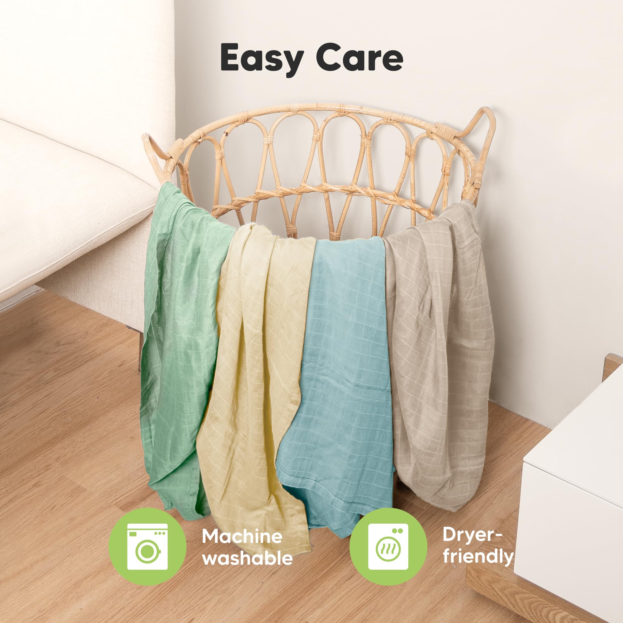 KeaBabies Lumi Muslin Swaddle, neutral colors ideal for any nursery.
