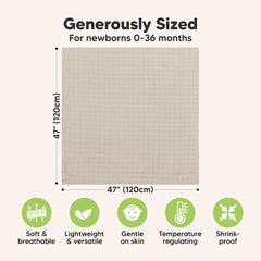 KeaBabies Lumi Muslin Swaddle, non-wrinkly material stays tidy after washes.