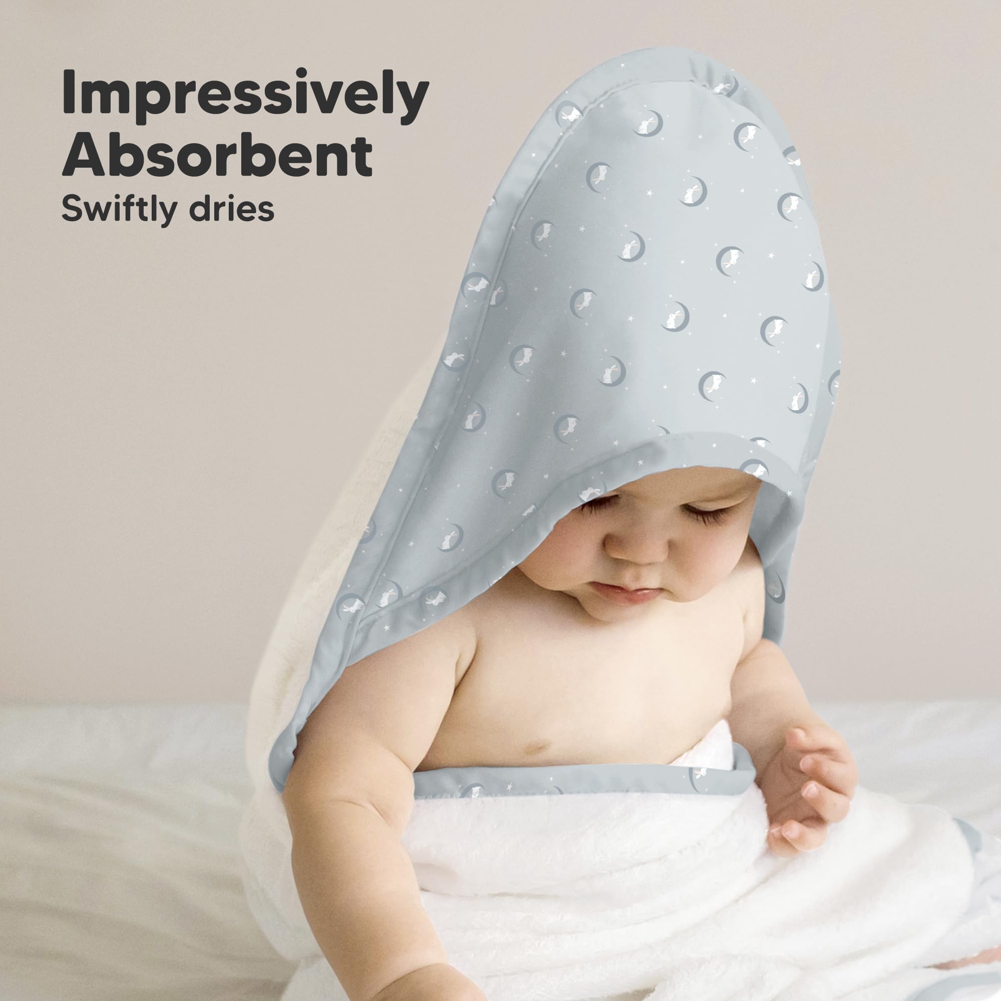 KeaBabies Lunaris regular towel provides long-lasting bath time use.