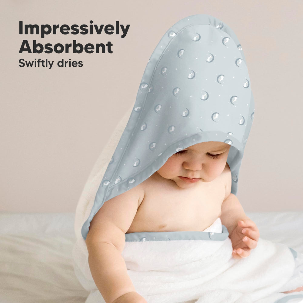 KeaBabies Lunaris regular towel provides long-lasting bath time use.