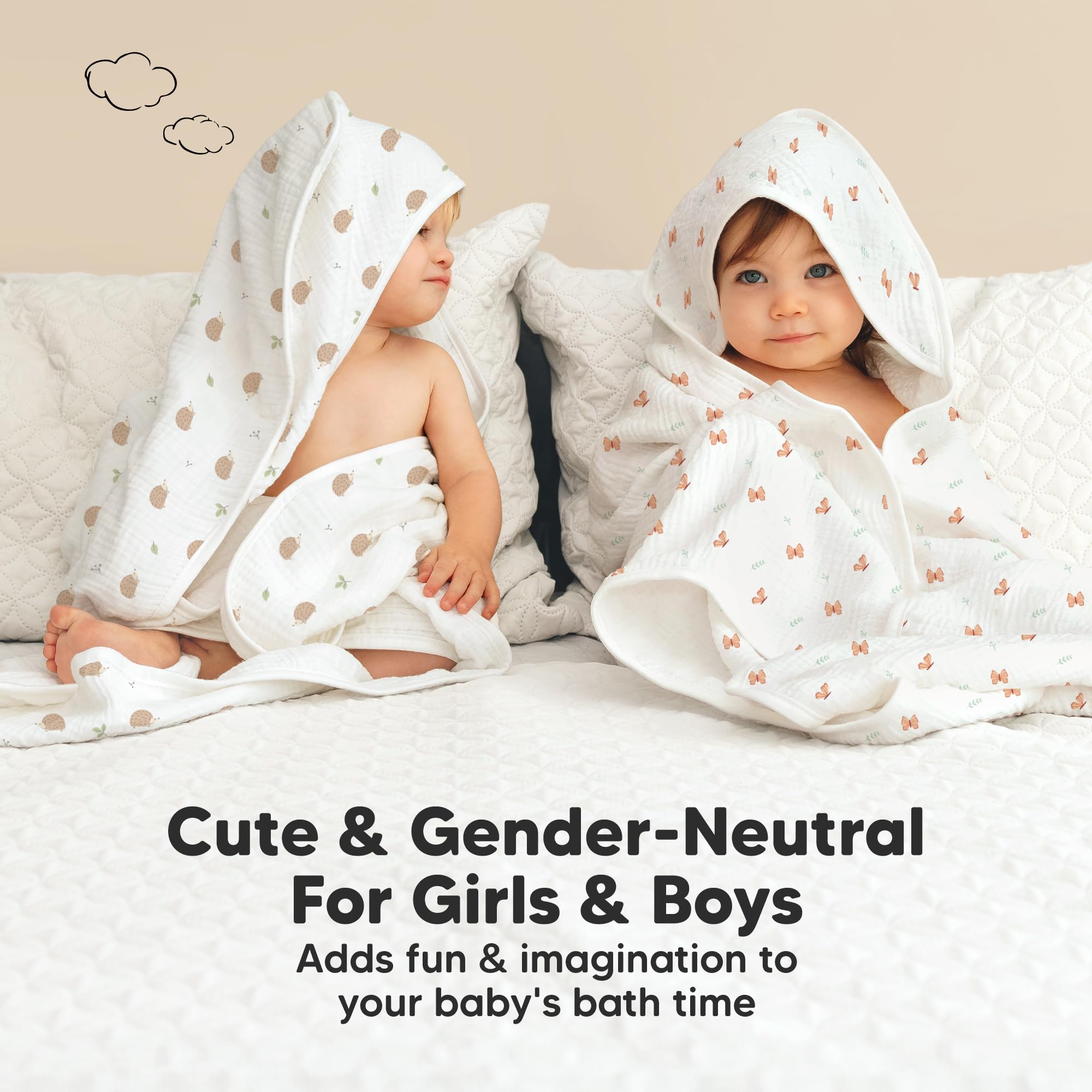 KeaBabies Lyra hooded towel Monarch suitable from newborn to toddler.