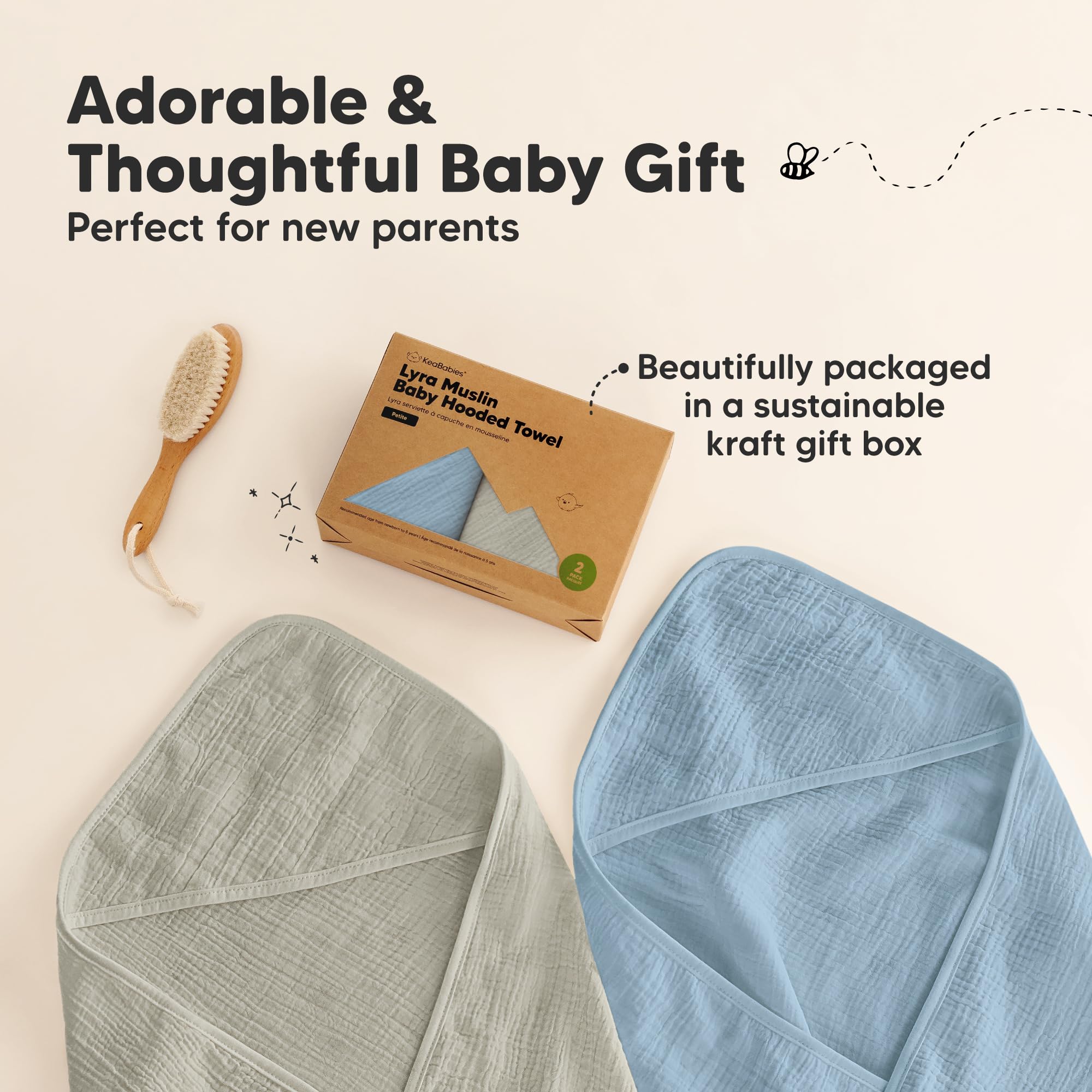 KeaBabies Lyra hooded towel for infant skin comfort