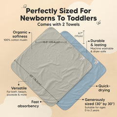 KeaBabies Lyra four-layer absorbent hooded towel, plush and fast drying