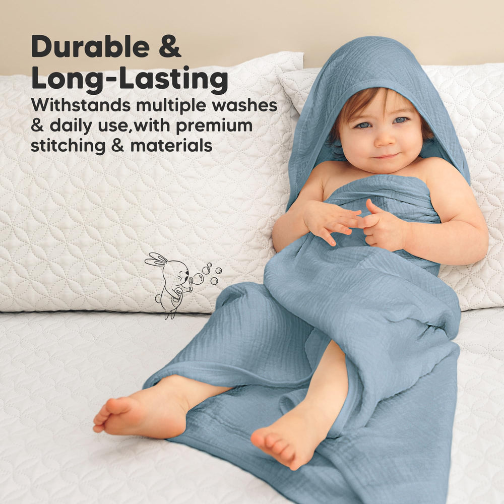 KeaBabies Lyra muslin towel ready for bath time on the go