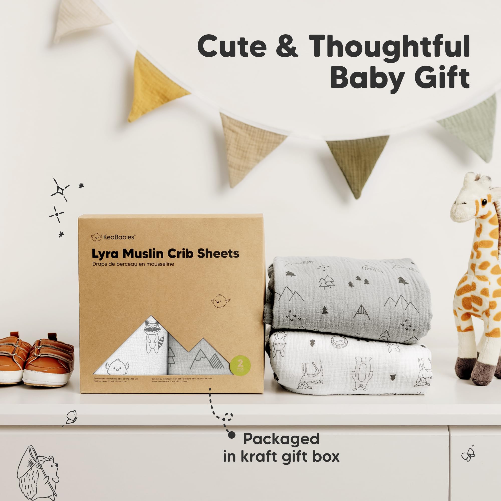 KeaBabies Lyra Woodland crib sheets promote calm nights