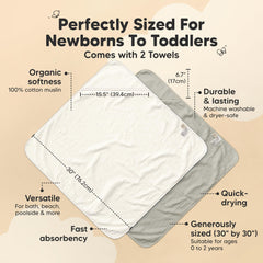 KeaBabies Lyra 35x35 towel, baby gently dries with four-layer absorbent muslin