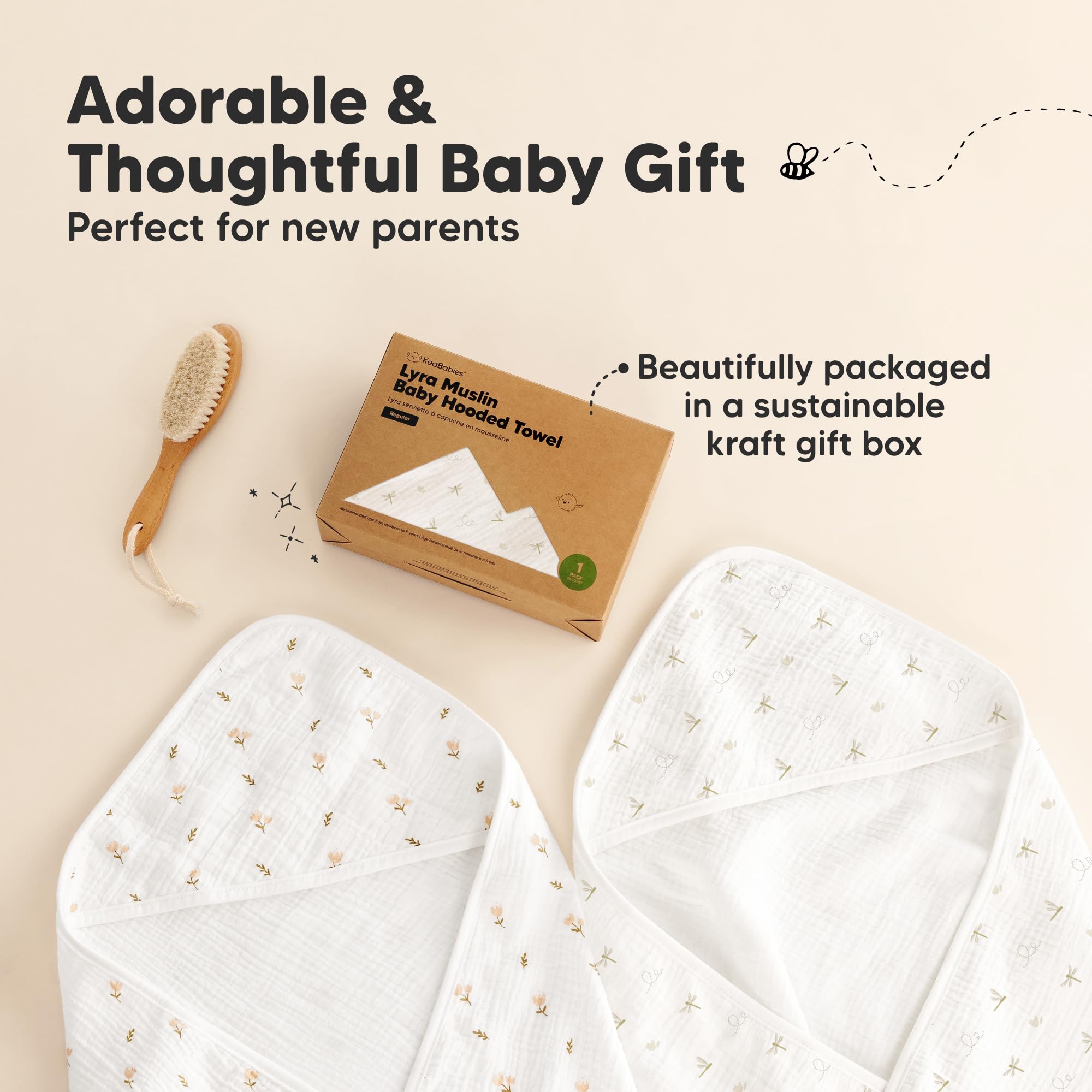 KeaBabies Lyra towel supports everyday baby care and snuggle moments.