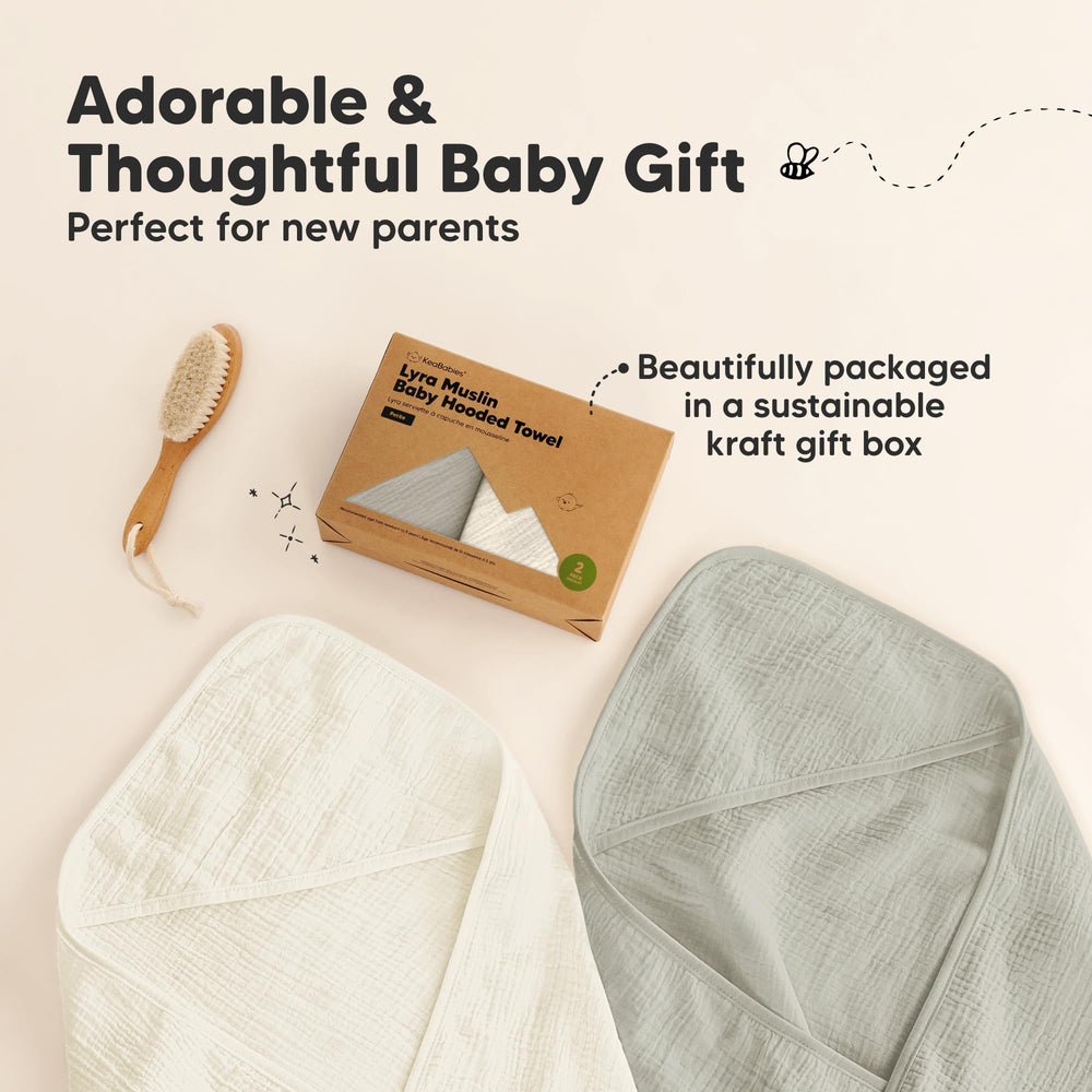 KeaBabies Lyra towel for newborn to toddler use, gentle drying