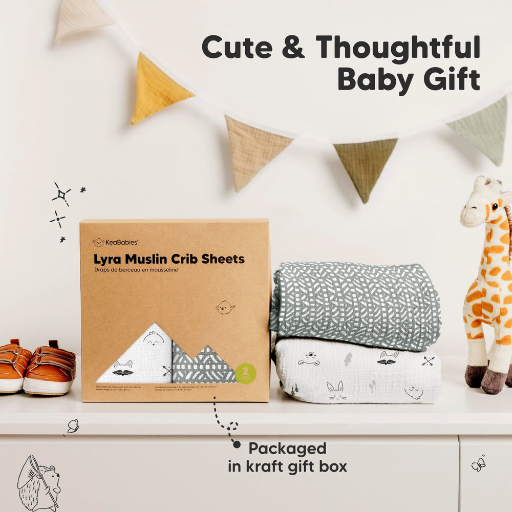 KeaBabies Lyra Nordic neutral crib sheet for a calm nursery vibe