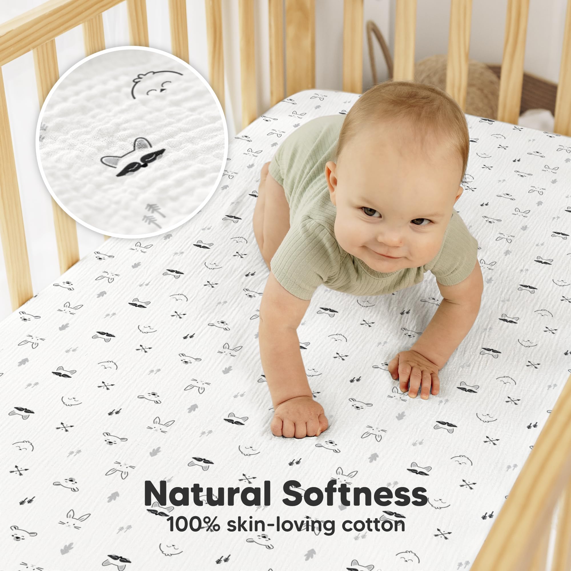 KeaBabies Lyra organic cotton crib sheet demonstrates breathable fabric for all-season warmth