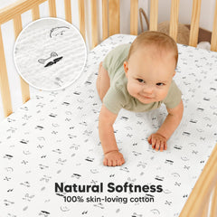 KeaBabies Lyra organic cotton crib sheet demonstrates breathable fabric for all-season warmth