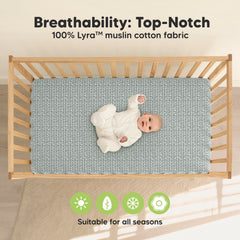 KeaBabies Lyra crib sheet with snugfit elastic keeps sheet securely in place