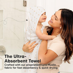 KeaBabies Lyra towel: gender-neutral design for sharing across siblings.