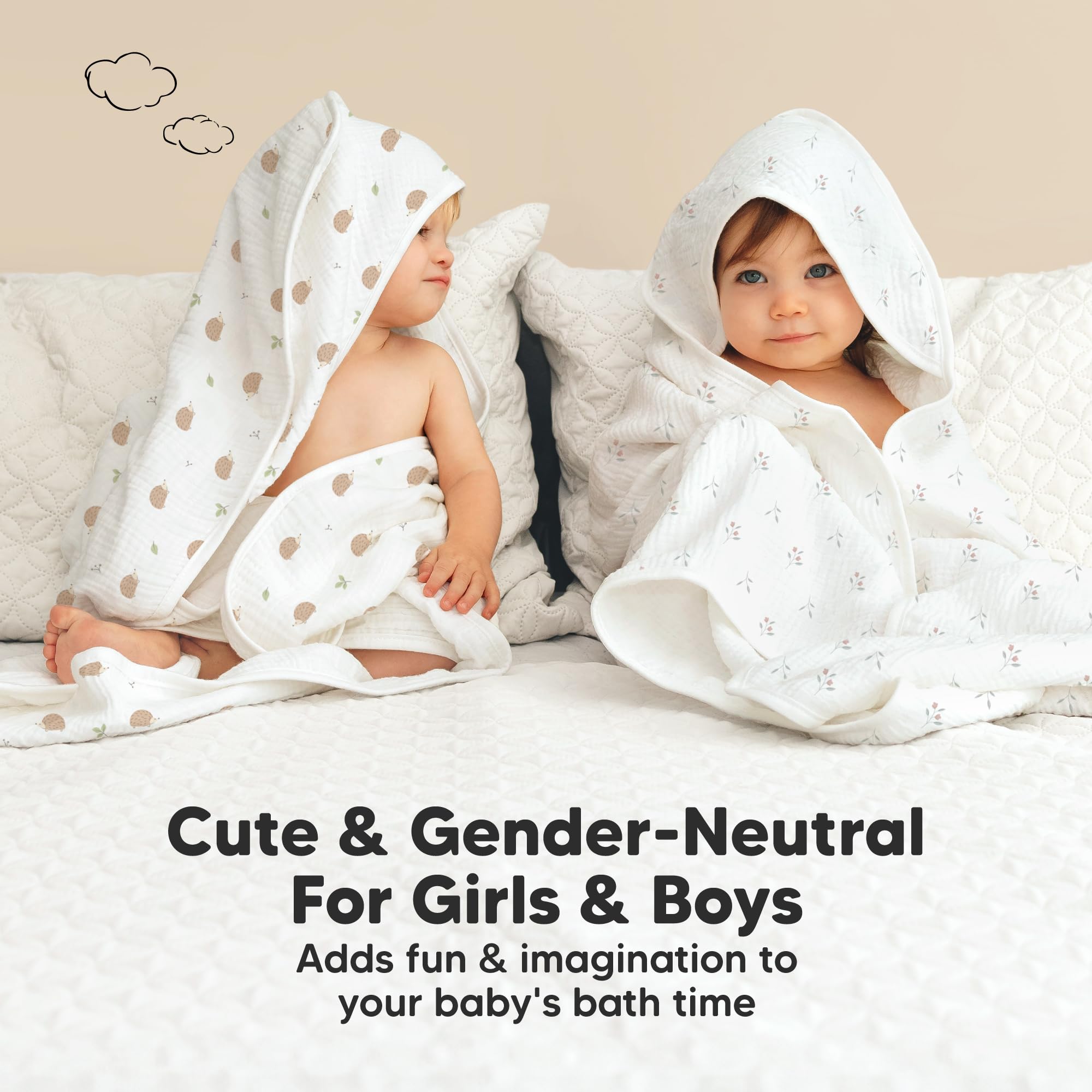 KeaBabies Lyra towel features gender-neutral design for boys and girls.