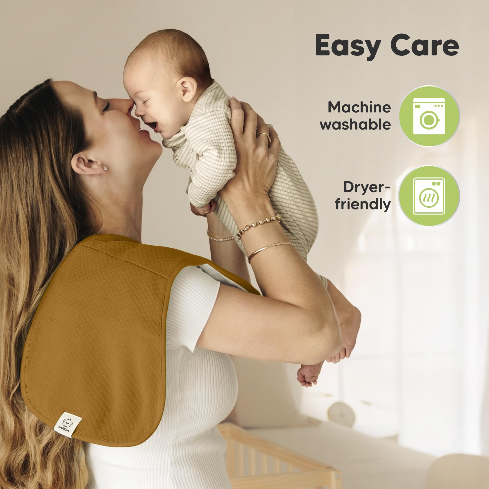 KeaBabies machine-washable and dryer-friendly burp cloths for busy parents