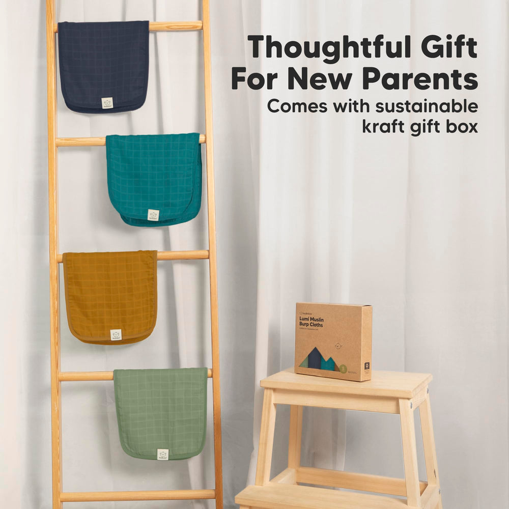 KeaBabies machine-washable and dryable burp cloths simplify laundry.