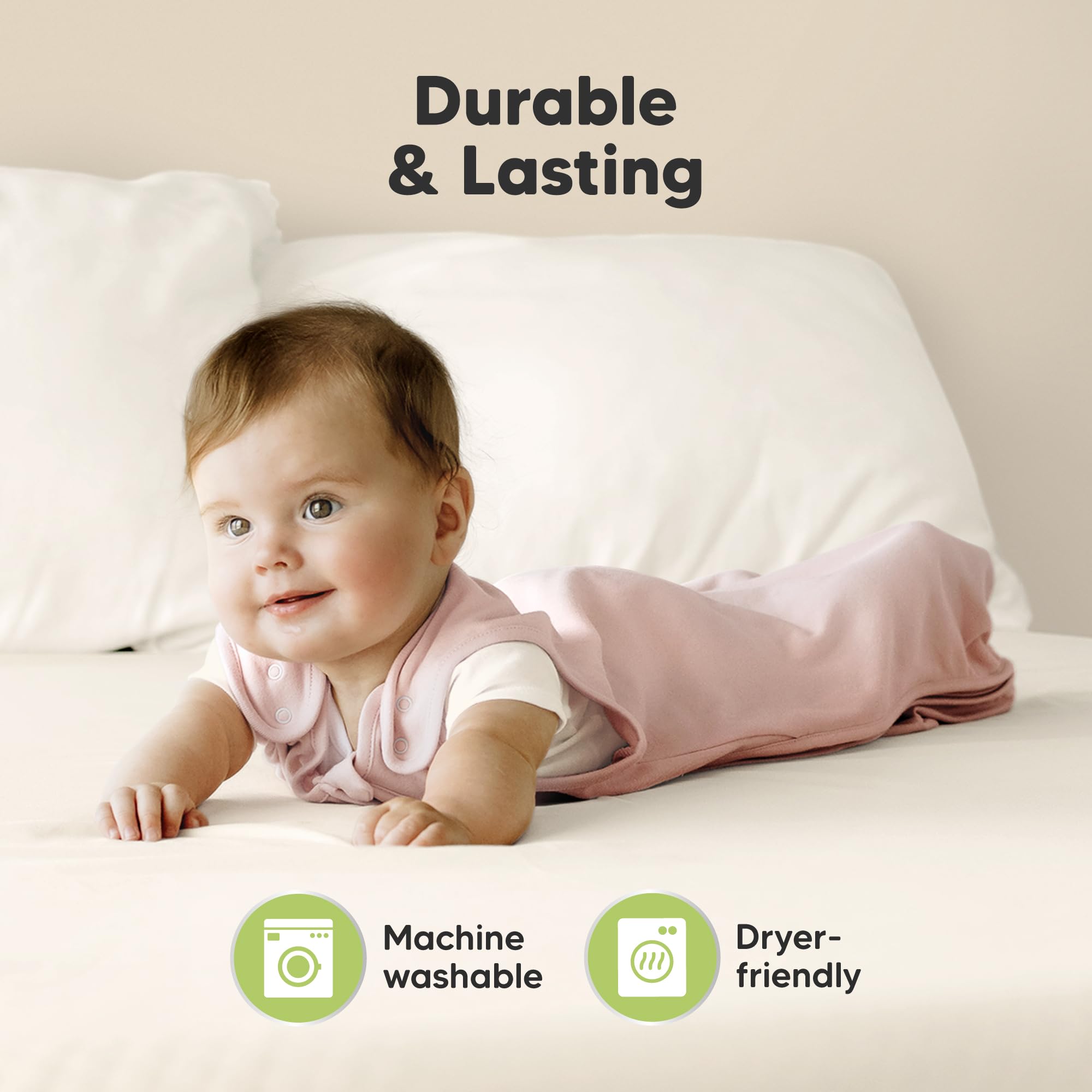 KeaBabies machine-washable sleep sack for simple cleanup.
