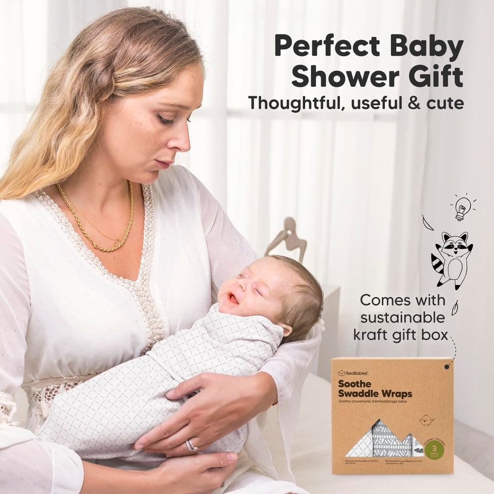 KeaBabies Machine washable swaddle sack shown in family setting