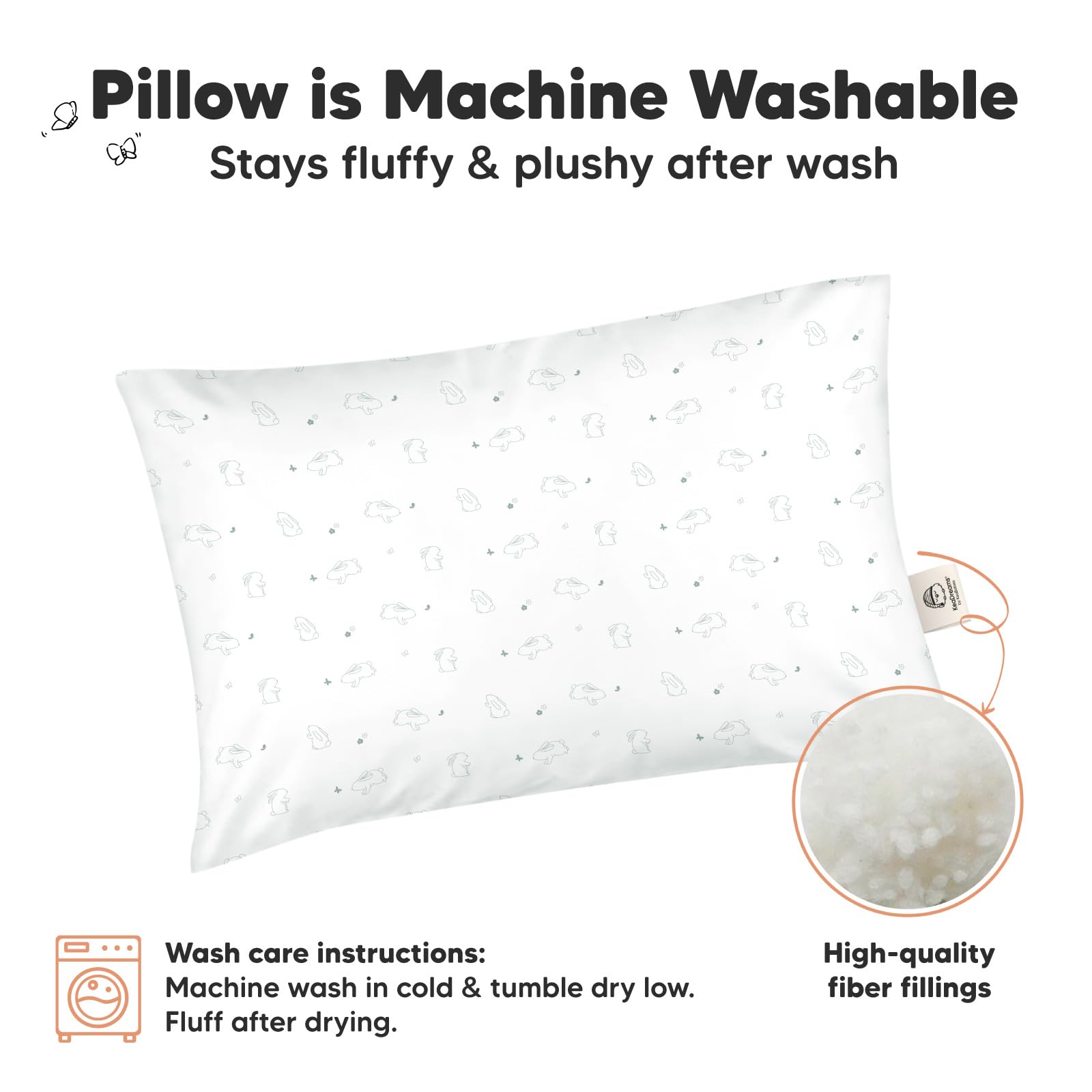 Machine-washable KeaBabies toddler pillow ready for busy households