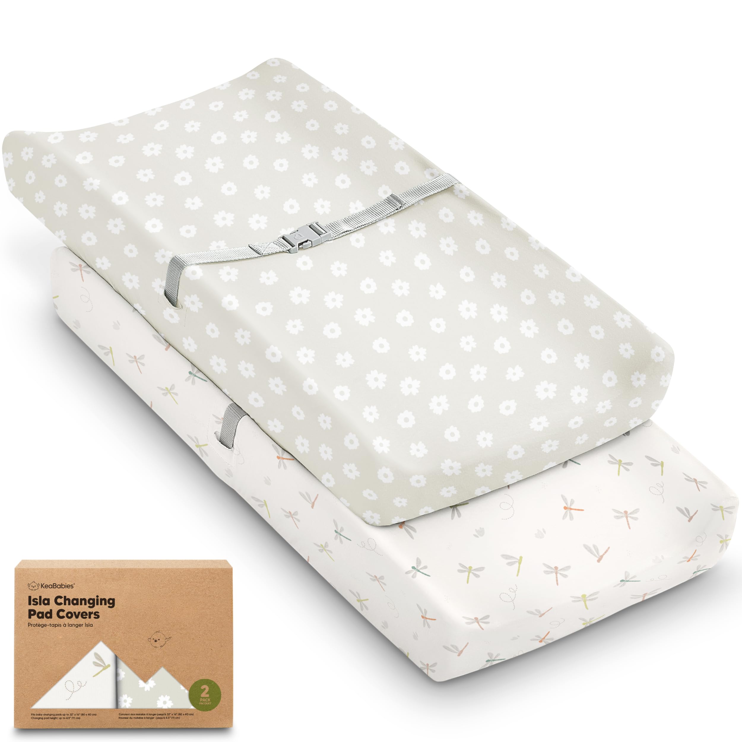KeaBabies Meadow cover with soft viscose bamboo for gentle diaper changes.