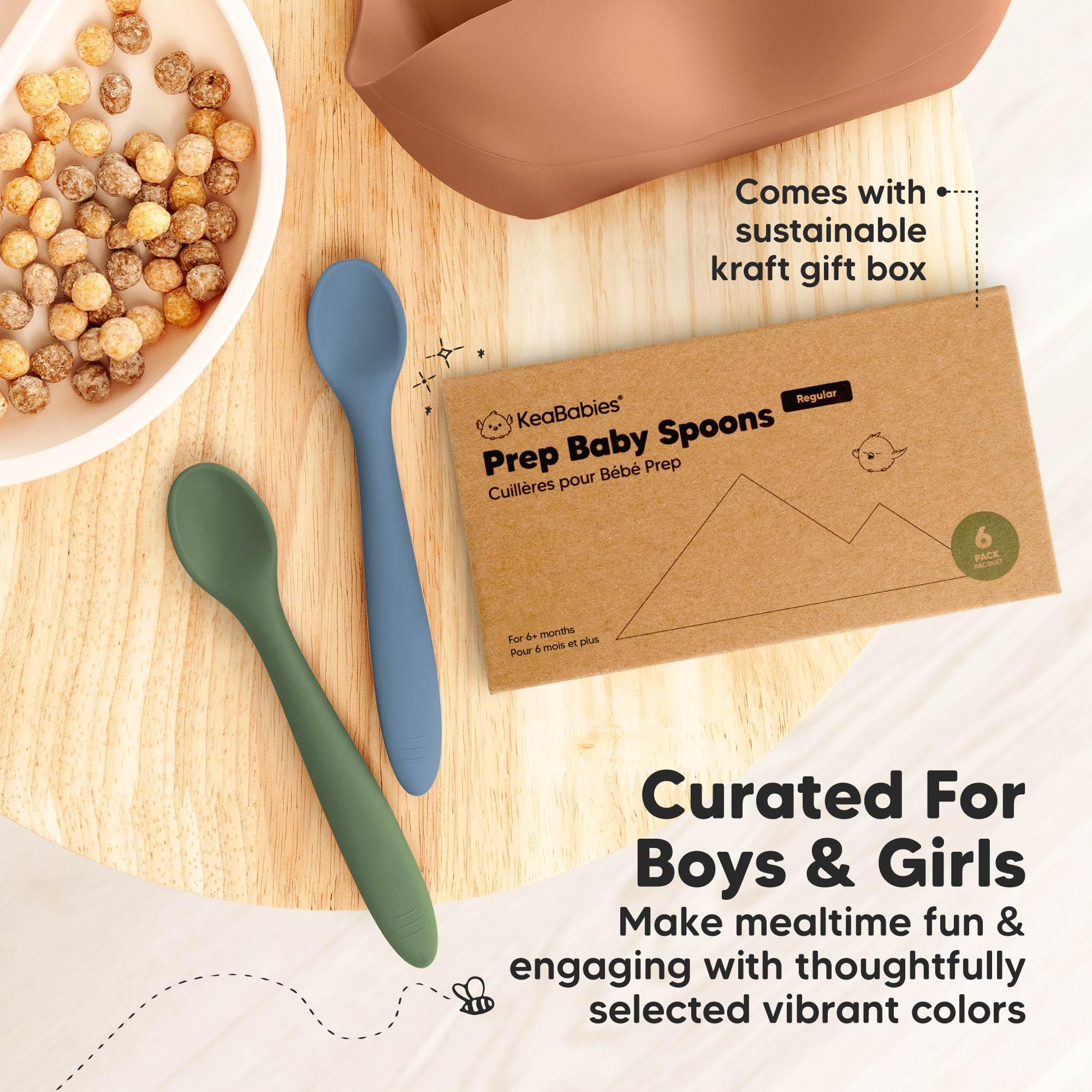KeaBabies feeding utensils create a complete starter set for early eating.