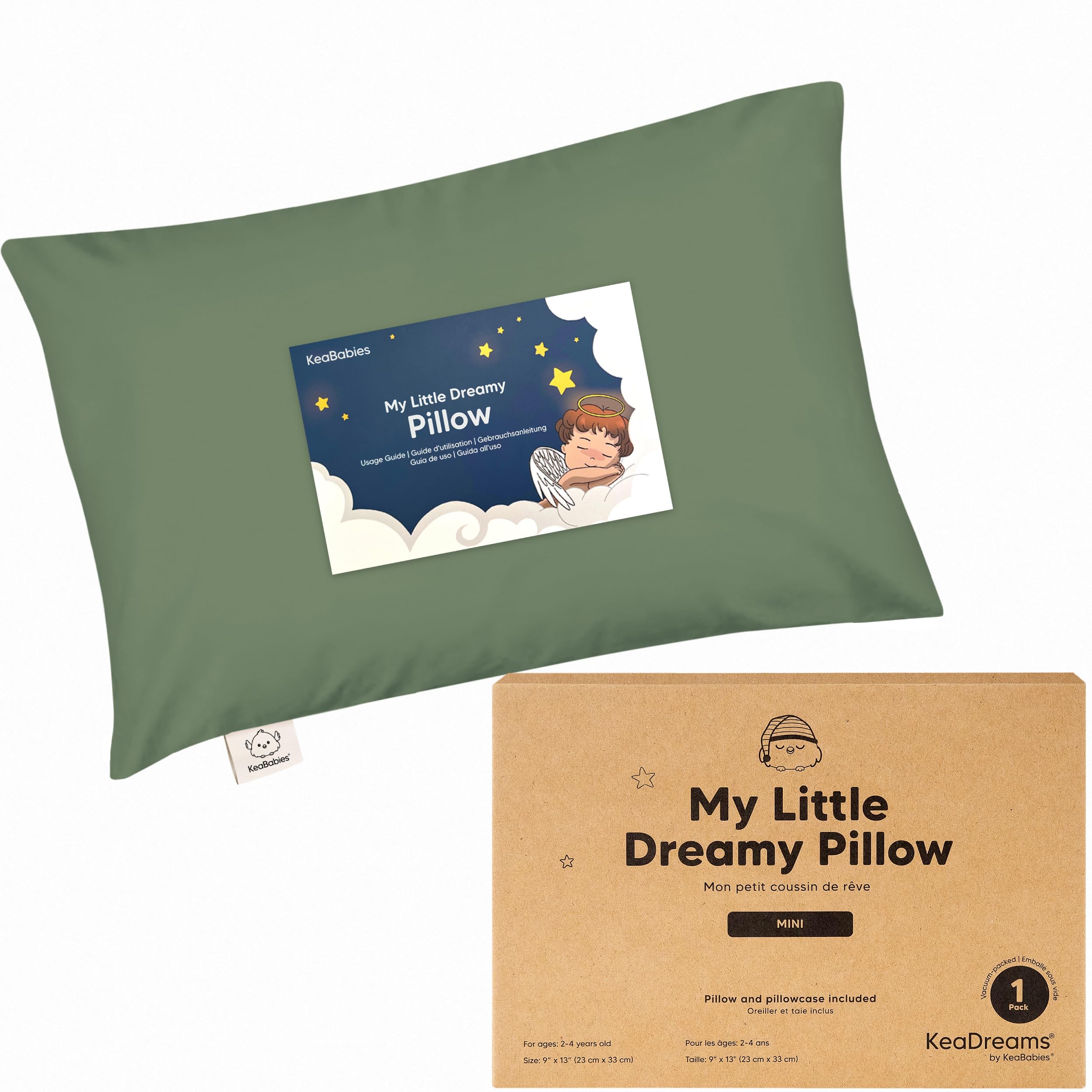 KeaBabies Mini Toddler Pillow on a toddler bed for cozy sleep.