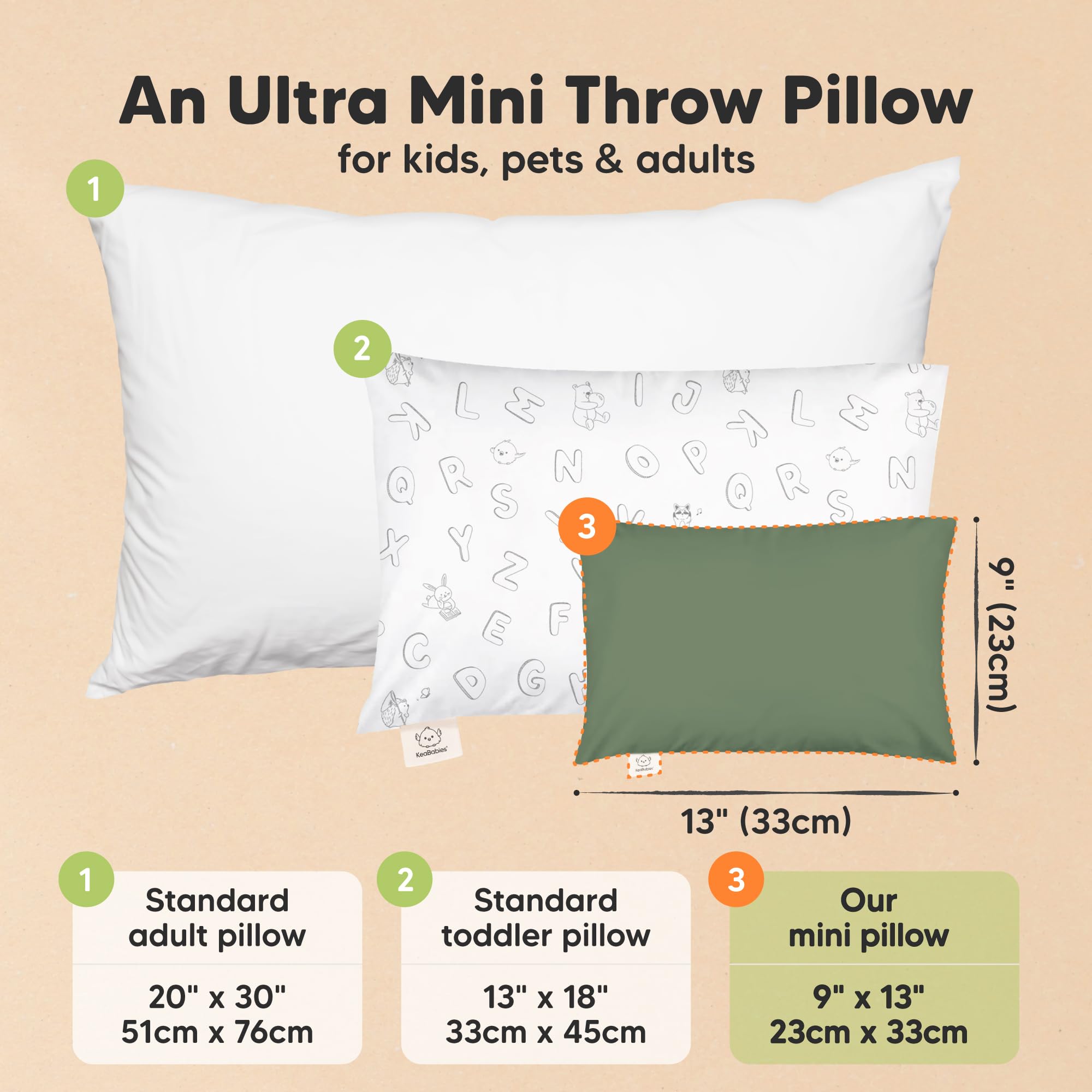 KeaBabies Jungle Green pillowcase close-up shows organic cotton texture.
