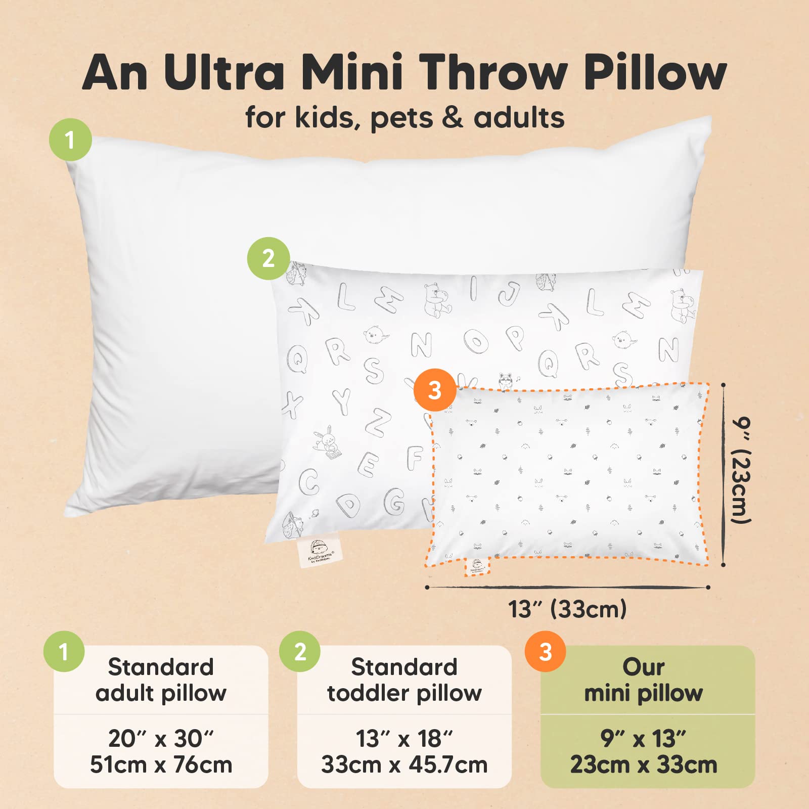 KeaBabies Mini Toddler Pillow Acorn travel-use in a car seat offers cozy support for little travelers.