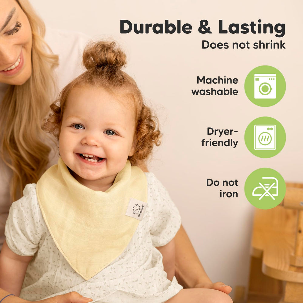 Baby wearing bib during teething with drool is practical