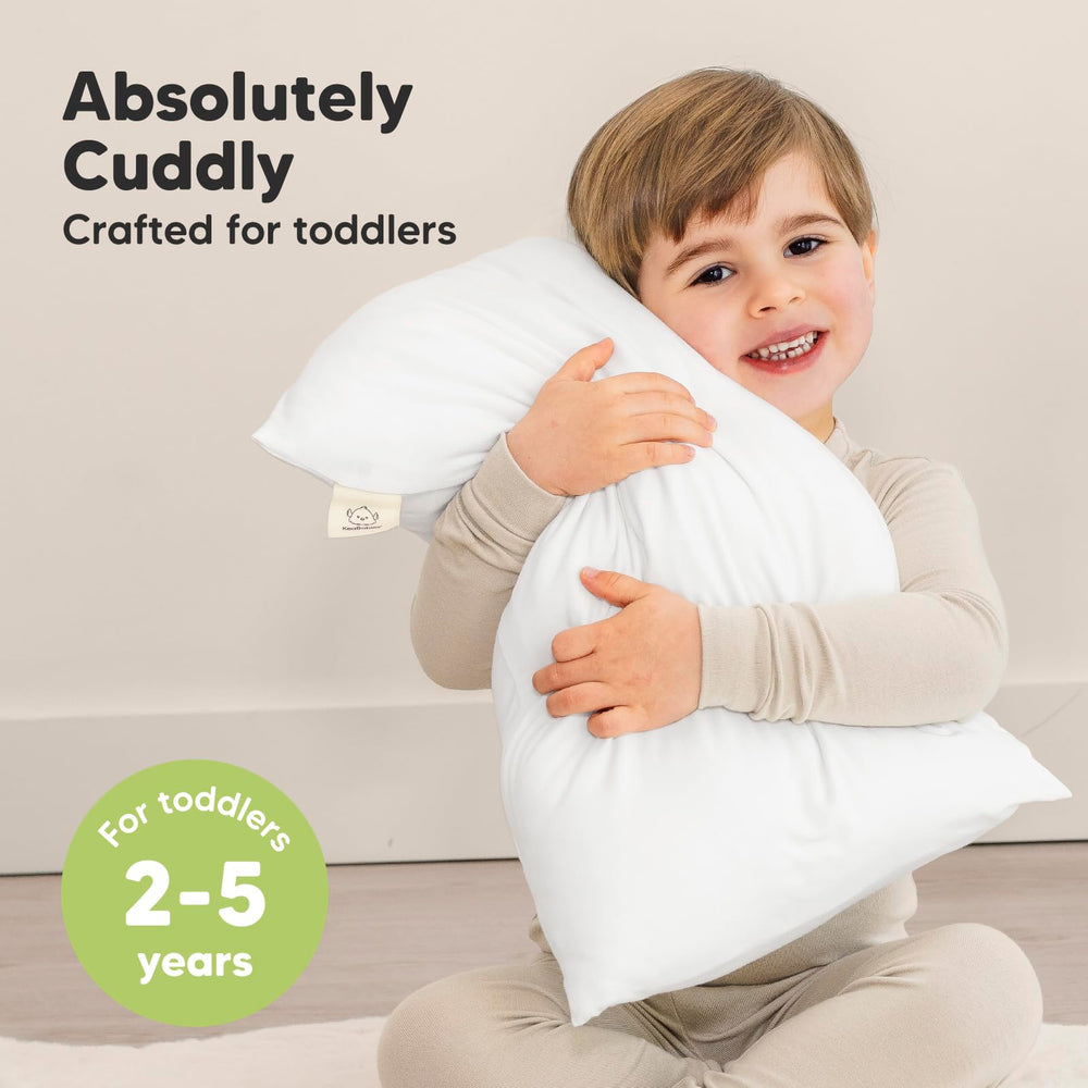 KeaBabies My Little Cuddly Toddler Pillow pillowcase close-up highlights breathable, washable cover.