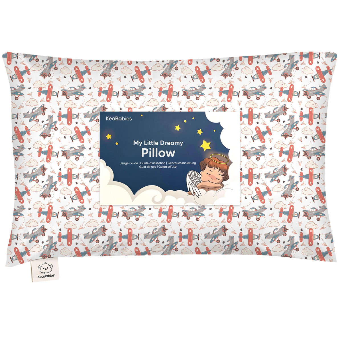 KeaBabies My Little Dreamy toddler pillow with aircraft cover for on-the-go neck support.