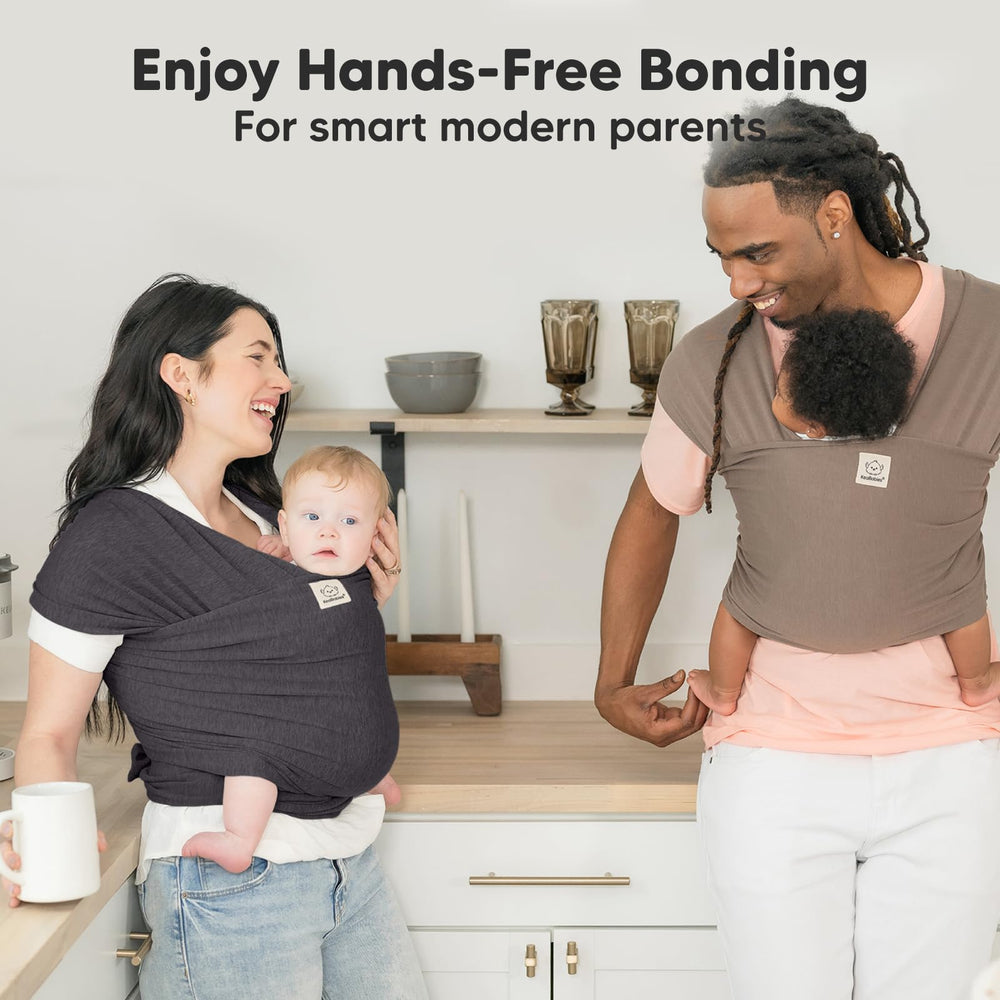 KeaBabies Mystic Gray Baby Wrap is lightweight and portable for travel and errands.
