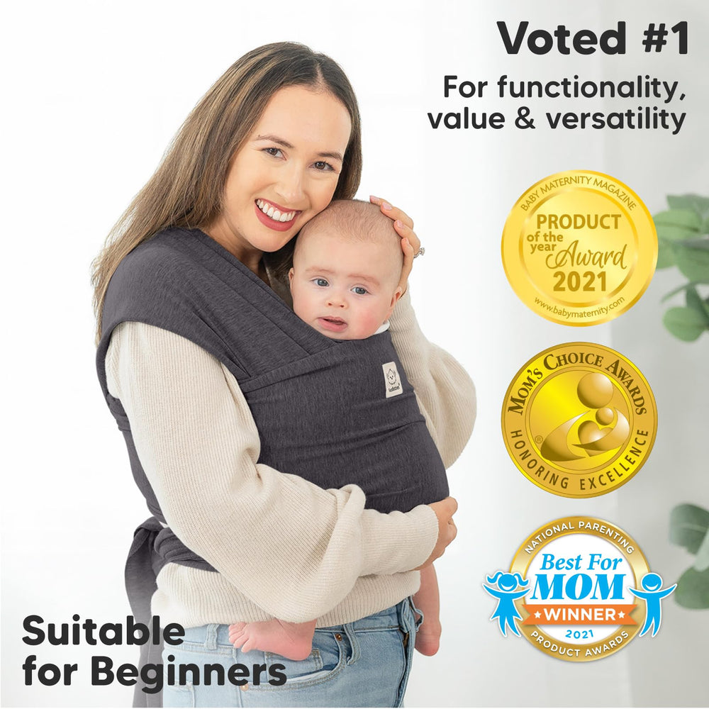 KeaBabies Mystic Gray Baby Wrap with newborn-friendly design offering gentle support for early cuddles.