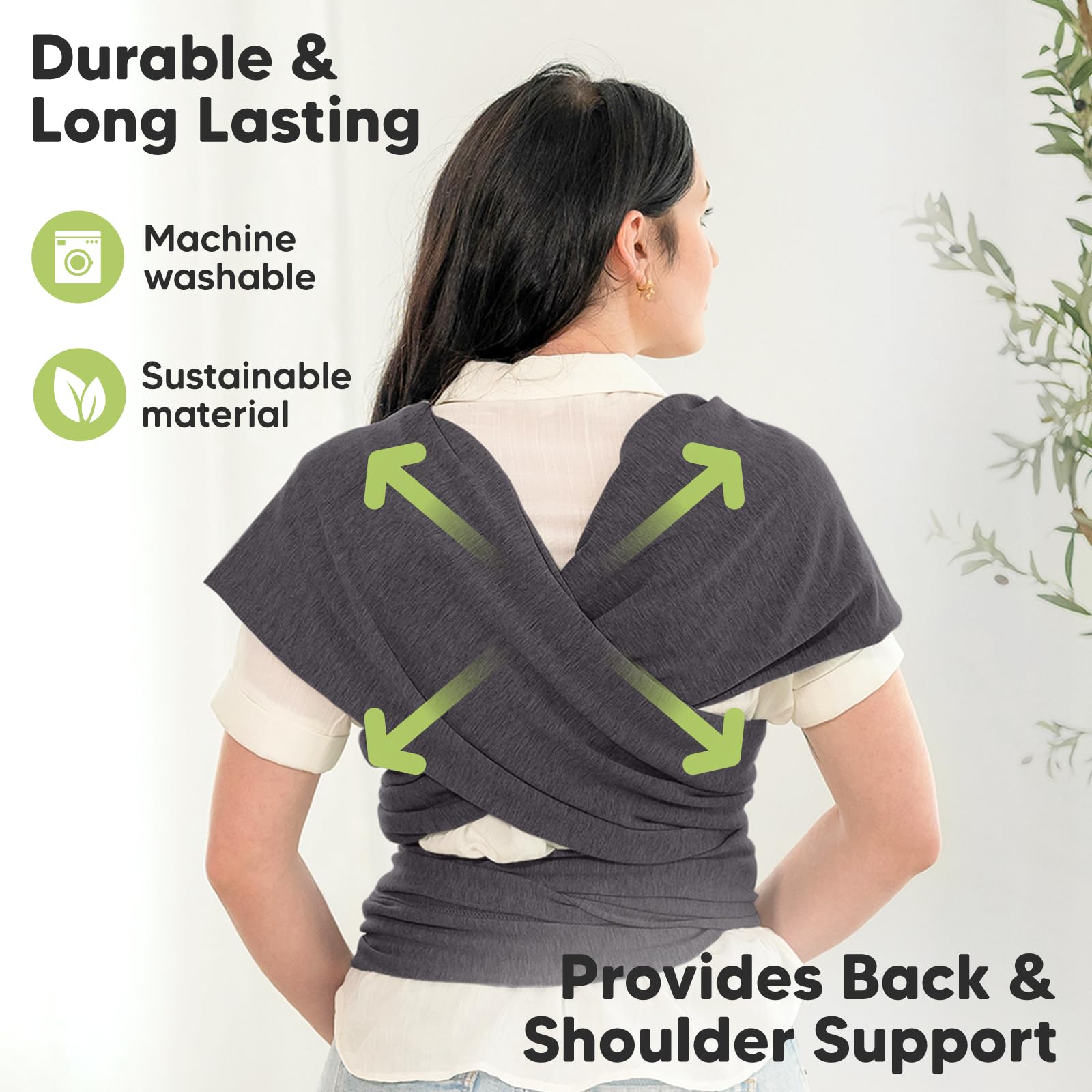 KeaBabies Mystic Gray Baby Wrap doubles as nursing cover for discreet feeding on the go.