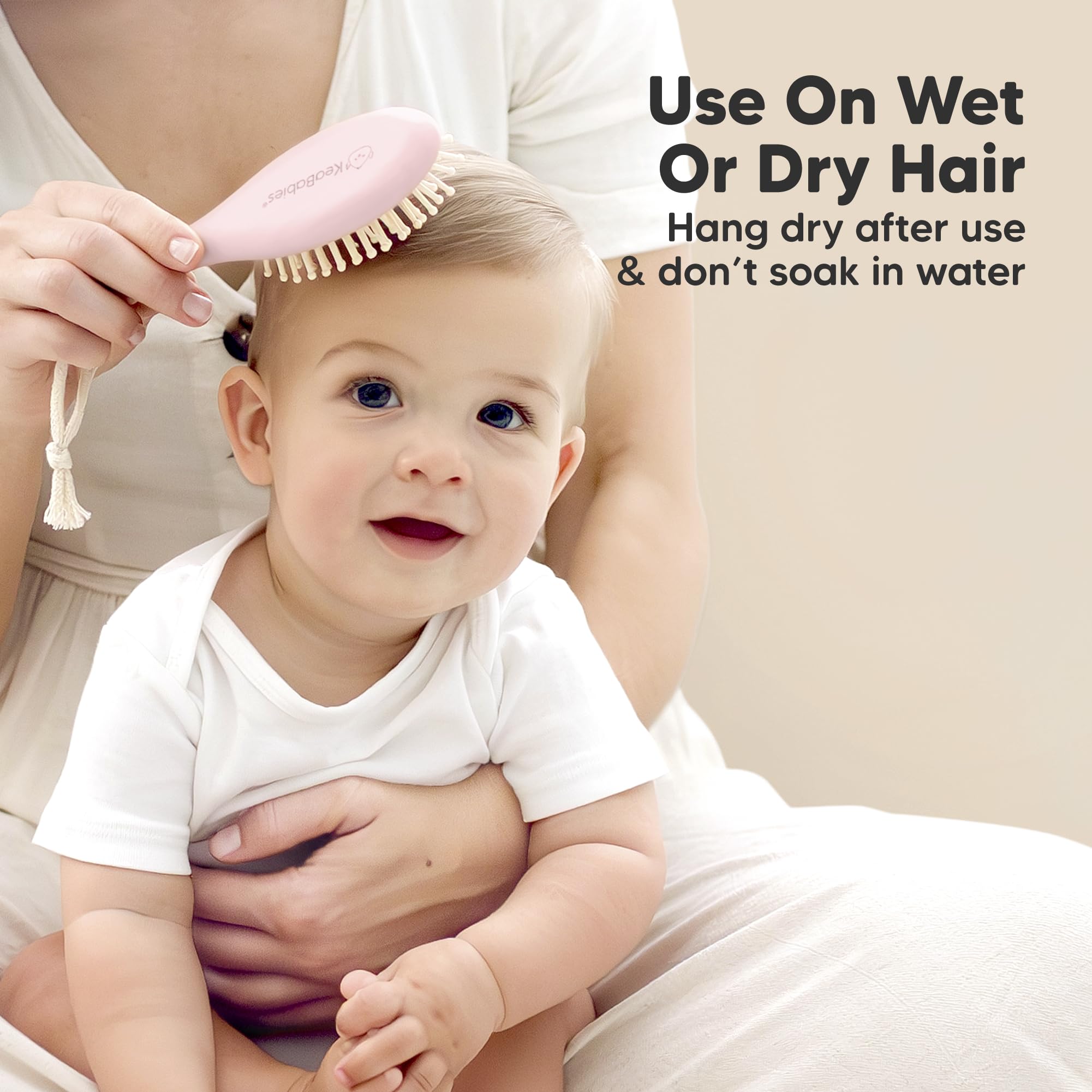 KeaBabies natural wood handle brush for comfortable daily use