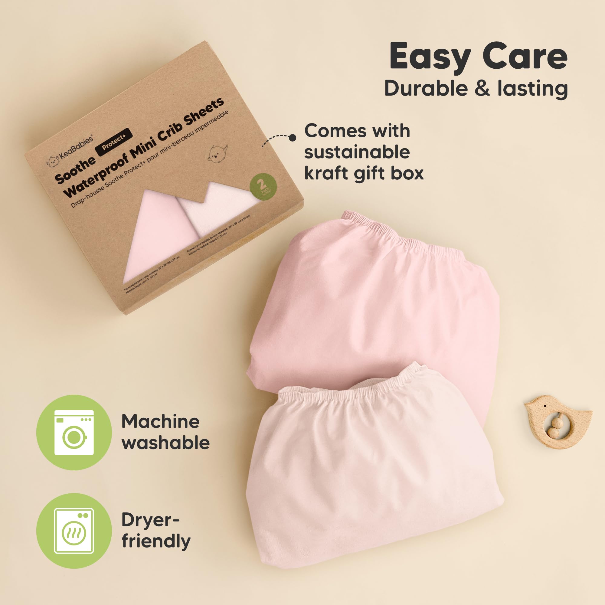 Gender-neutral KeaBabies sheets fit any nursery design.