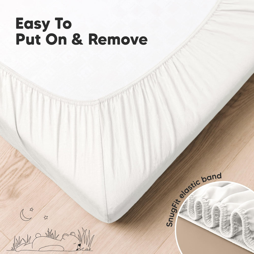 KeaBabies neutral prints Soft White crib sheet fits any nursery.