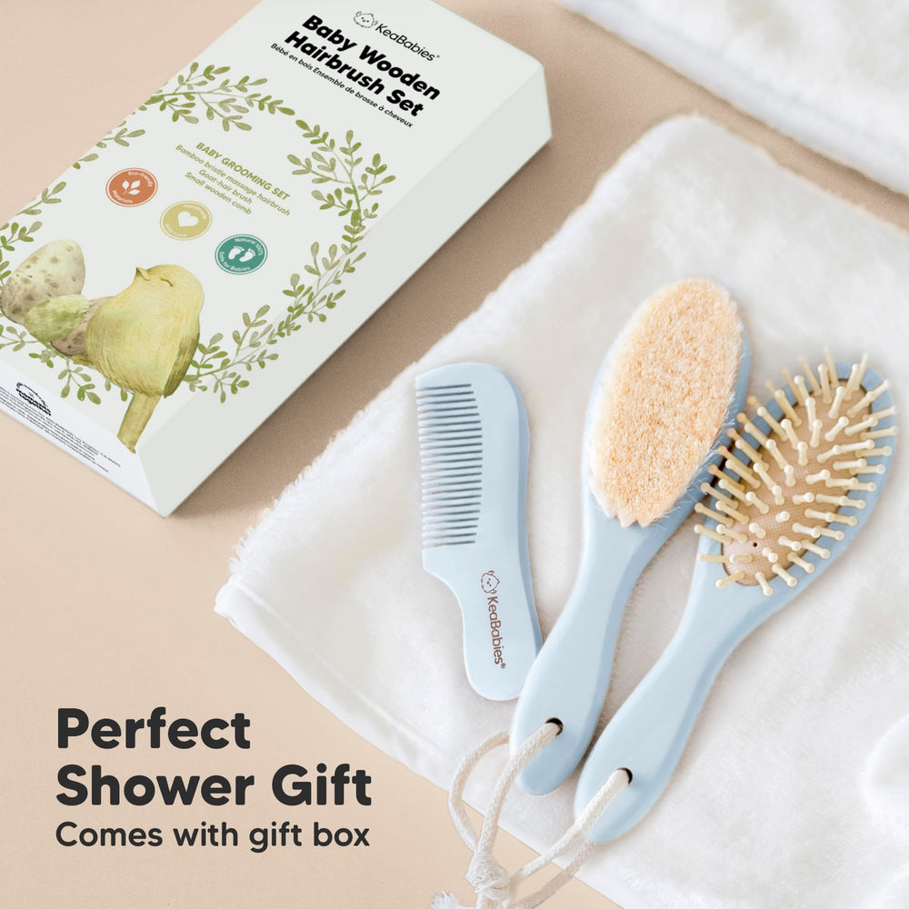 KeaBabies newborn hair care kit suitable for boys and girls.