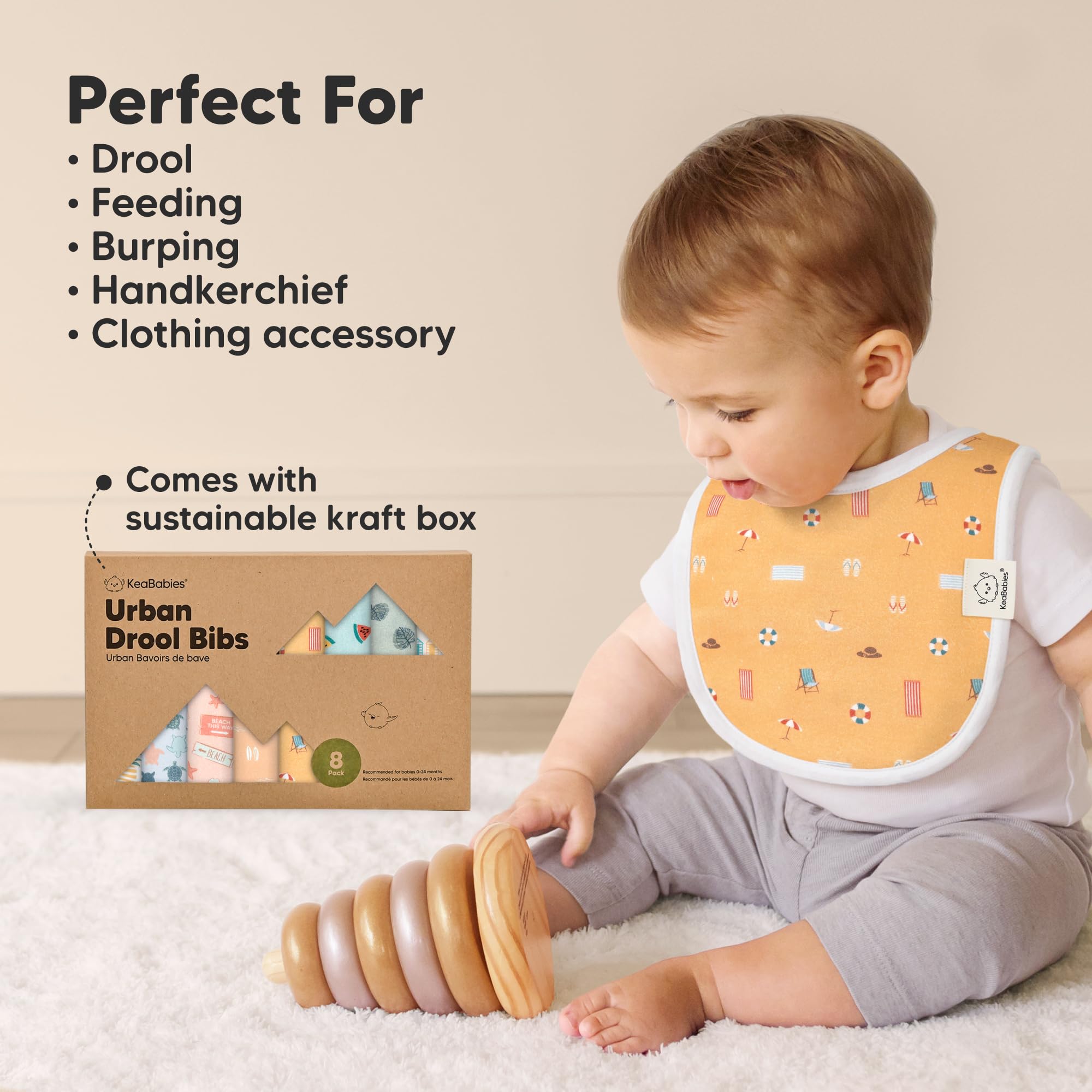 KeaBabies newborn to 24 months bibs support long use with easy sizing.