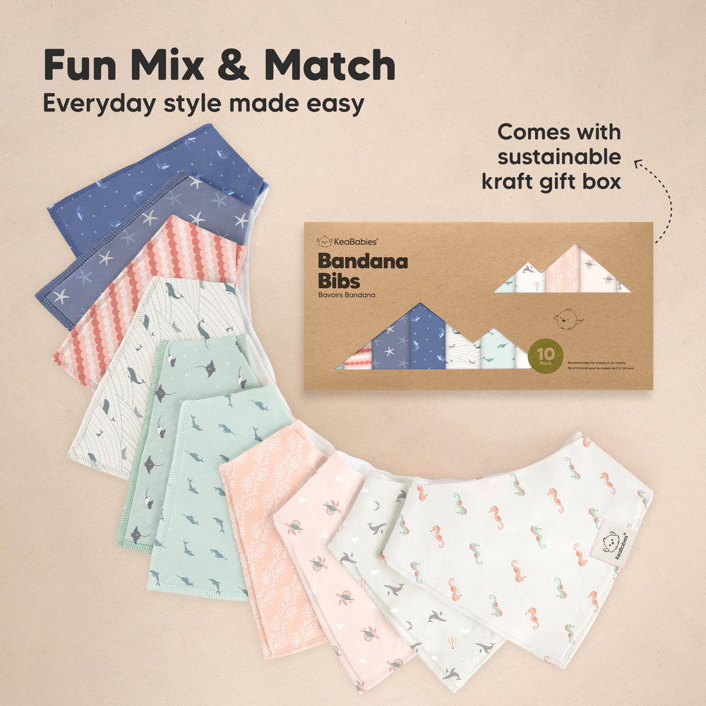 KeaBabies newborn to toddler bibs support mess-free feedings and teething moments