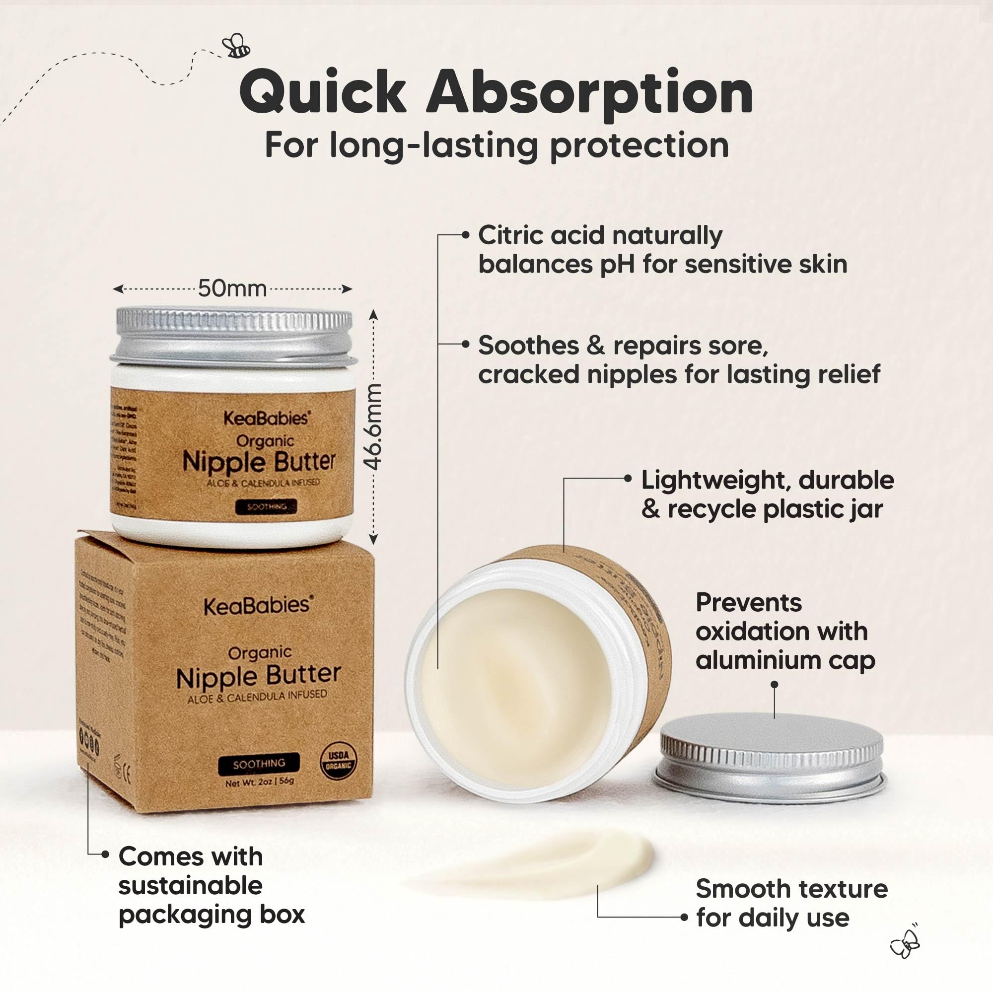 Natural shea and coconut oils nourish delicate skin with KeaBabies.