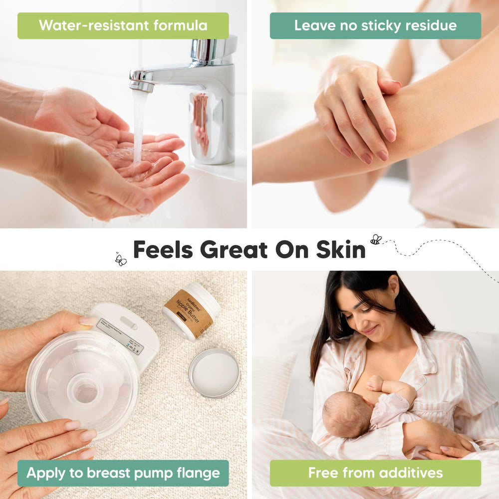 Dermatologist-approved KeaBabies nipple butter safe for breastfeeding.